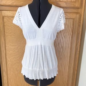 Cream Top with Crochet Sleeves